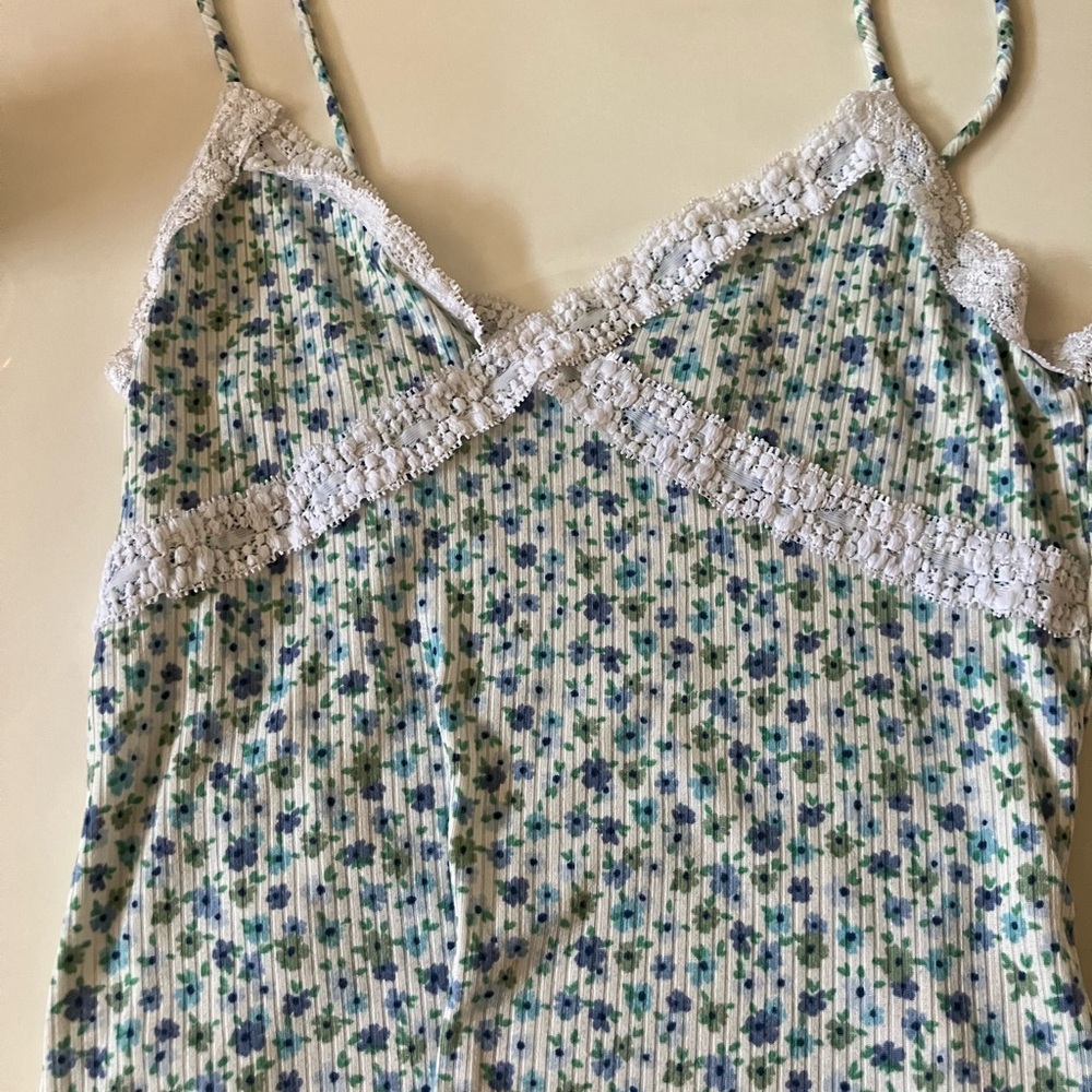 Green and Blue Smocked Camisole Top